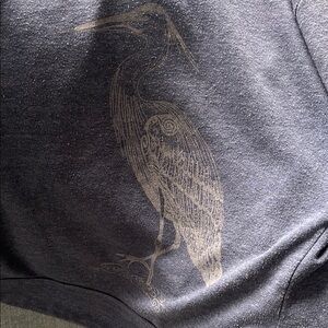 907 Clothing zip Up Graphic Heron Print Sweatshirt